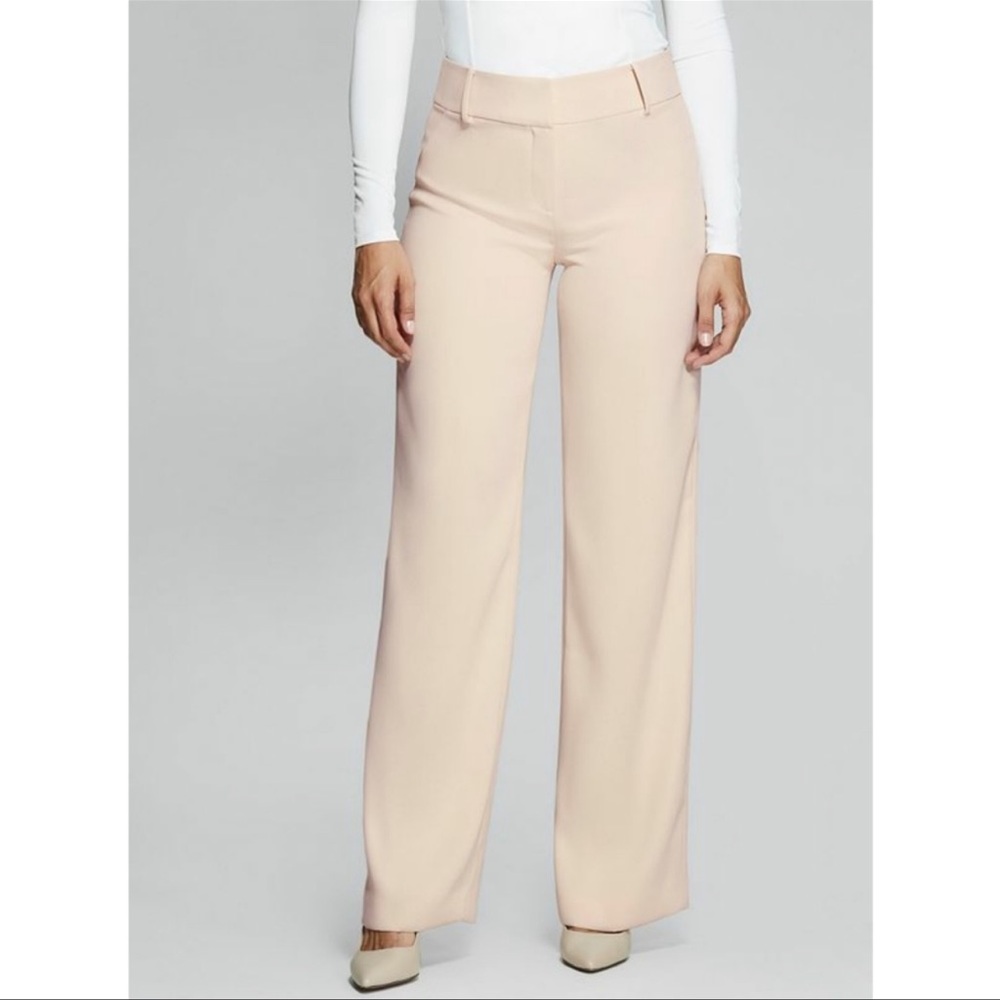 New Guess Marciano Elsy High Rise Wide Leg Burgundy Trouser Pants S - Picture 2 of 4
